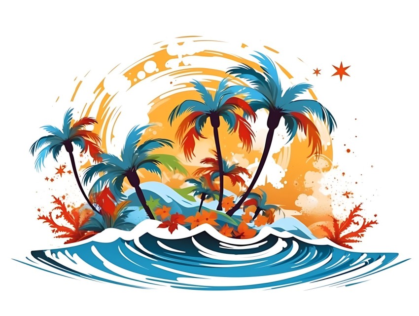 Beach Illustrations Pop Art Sea Vector Summer (820)