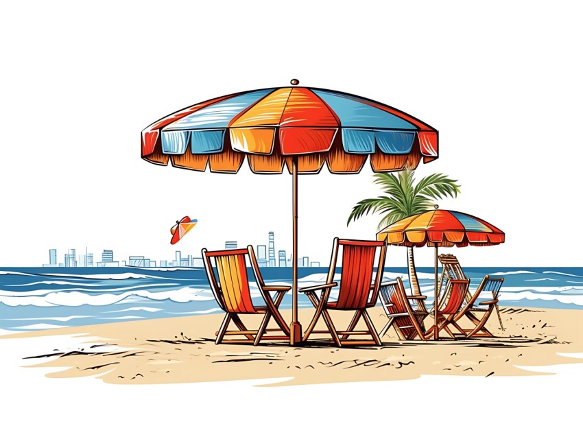 Beach Illustrations Pop Art Sea Vector Summer (812)