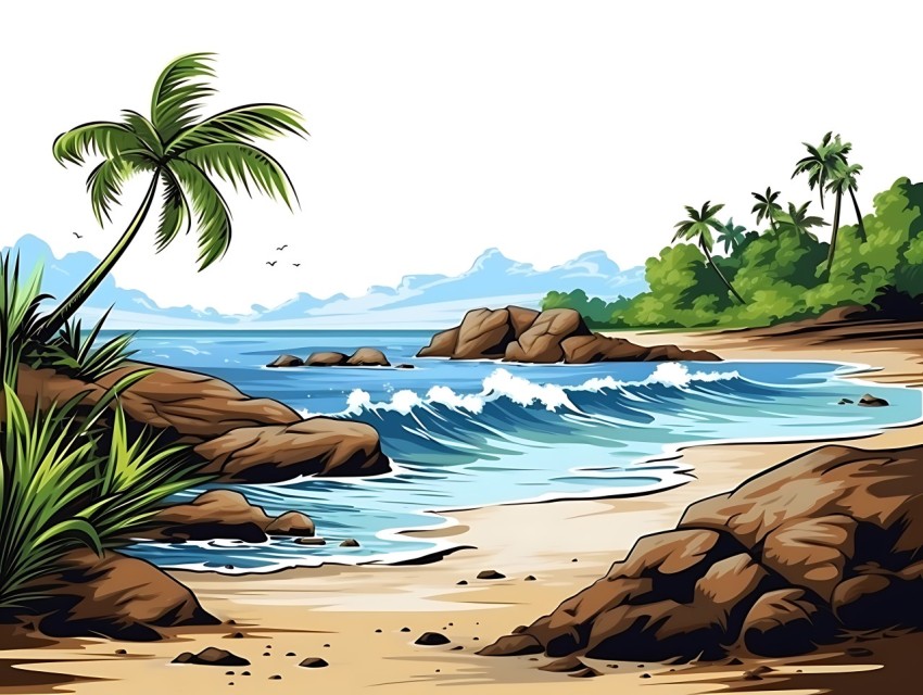 Beach Illustrations Pop Art Sea Vector Summer (847)