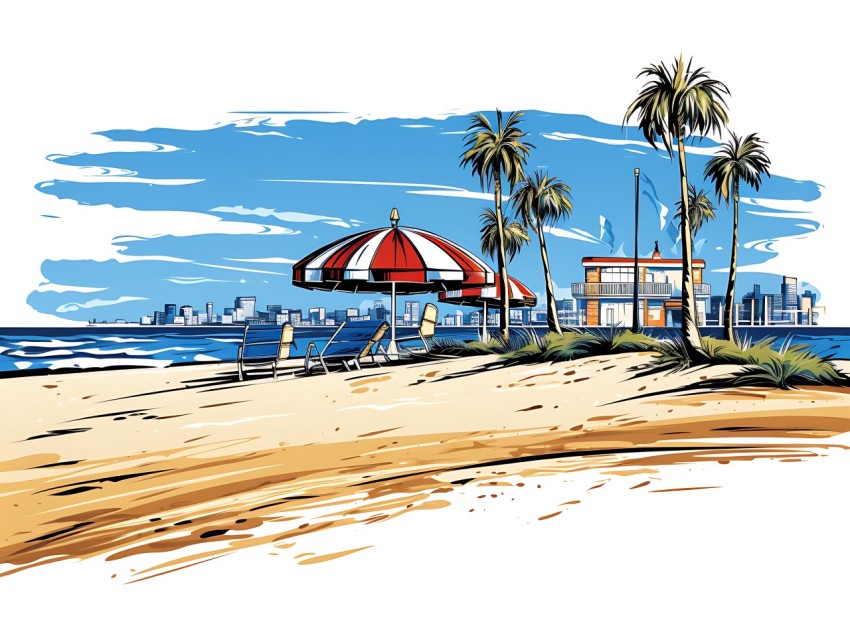 Beach Illustrations Pop Art Sea Vector Summer (827)