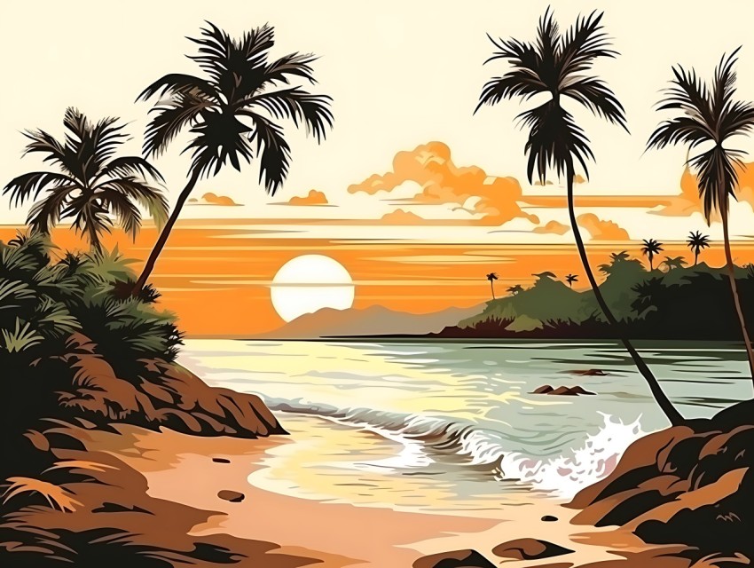 Beach Illustrations Pop Art Sea Vector Summer (828)
