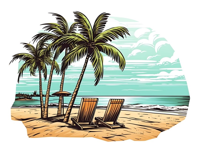 Beach Illustrations Pop Art Sea Vector Summer (824)