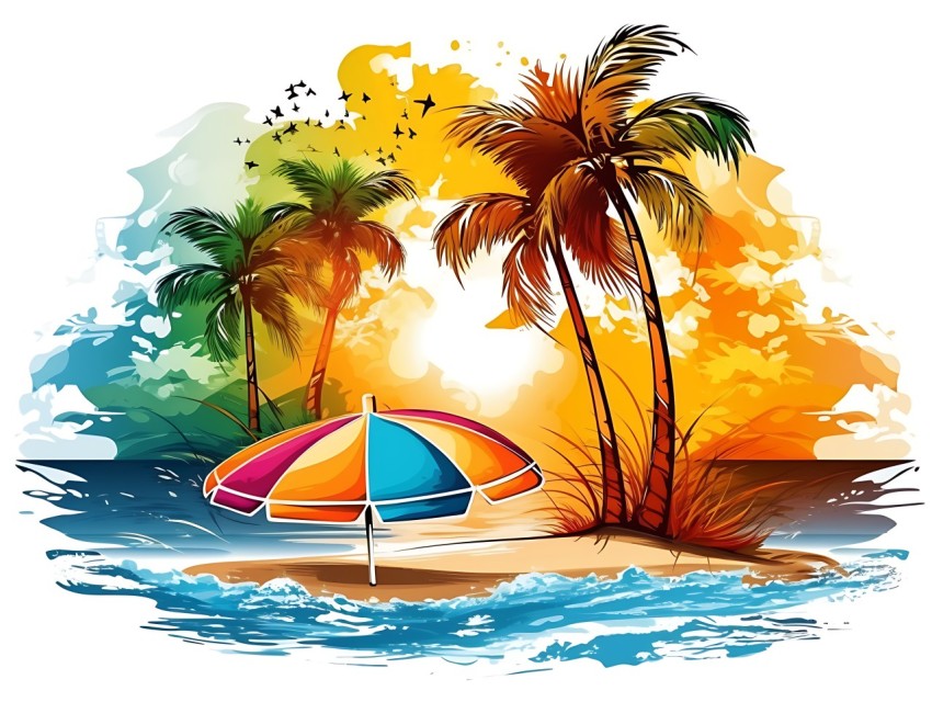 Beach Illustrations Pop Art Sea Vector Summer (833)