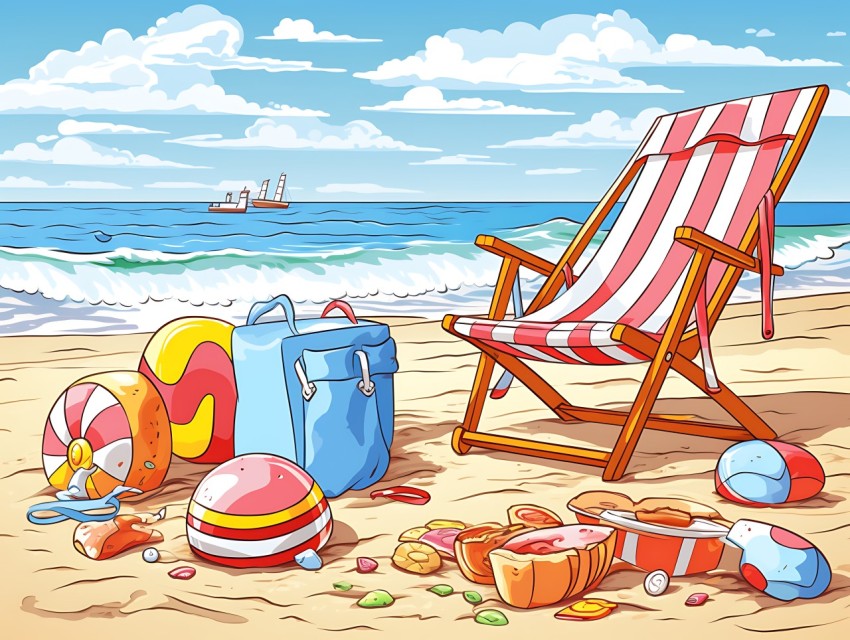 Beach Illustrations Pop Art Sea Vector Summer (838)