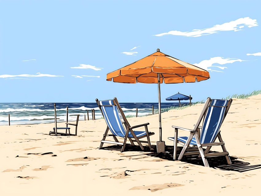 Beach Illustrations Pop Art Sea Vector Summer (852)