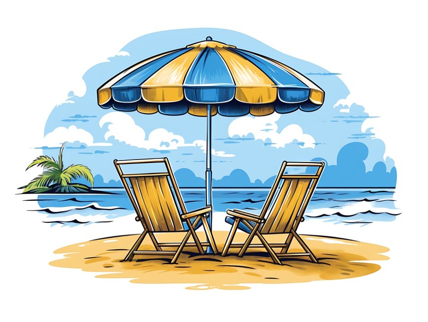 Beach Illustrations Pop Art Sea Vector Summer (875)