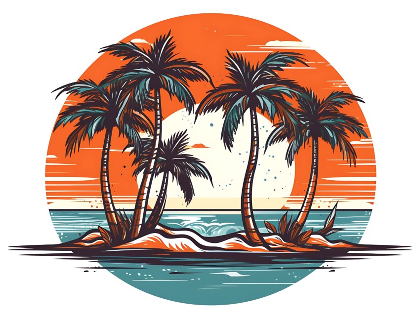 Beach Illustrations Pop Art Sea Vector Summer (859)