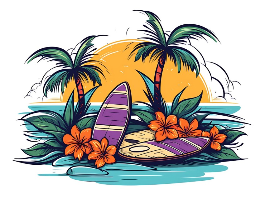 Beach Illustrations Pop Art Sea Vector Summer (871)