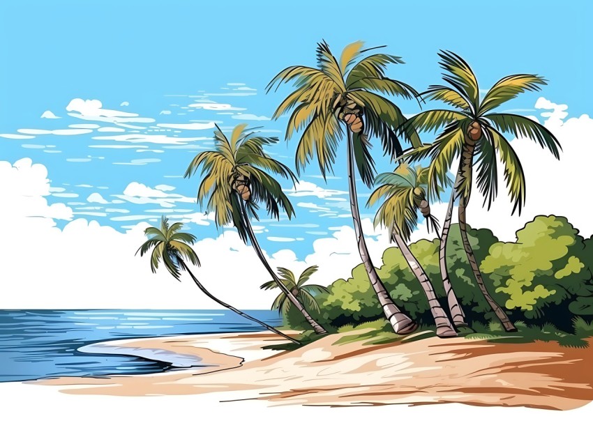 Beach Illustrations Pop Art Sea Vector Summer (885)