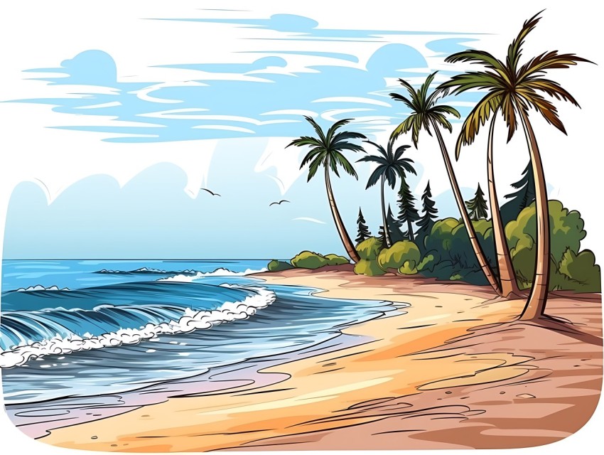 Beach Illustrations Pop Art Sea Vector Summer (891)