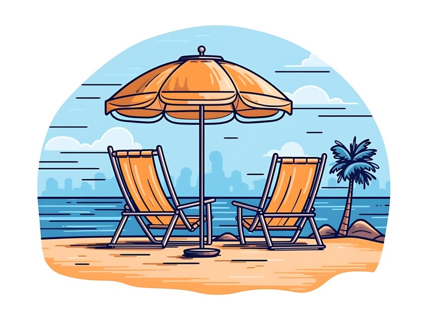 Beach Illustrations Pop Art Sea Vector Summer (905)