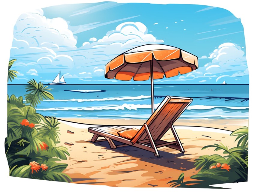 Beach Illustrations Pop Art Sea Vector Summer (906)