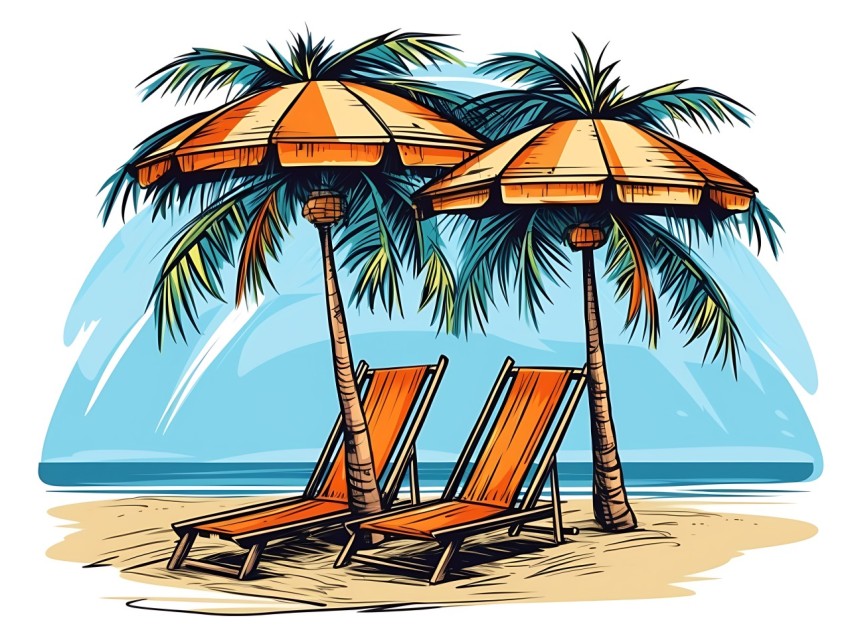 Beach Illustrations Pop Art Sea Vector Summer (923)