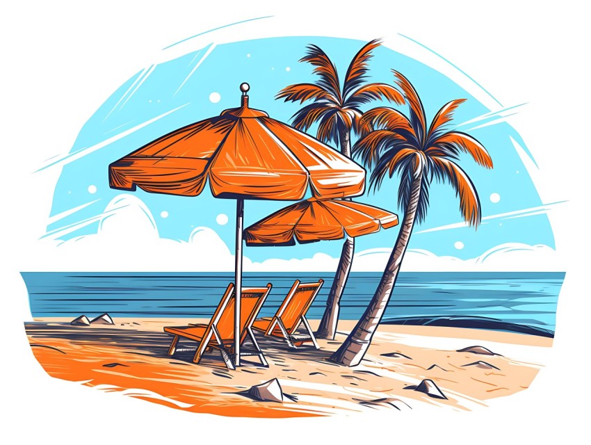 Beach Illustrations Pop Art Sea Vector Summer (945)