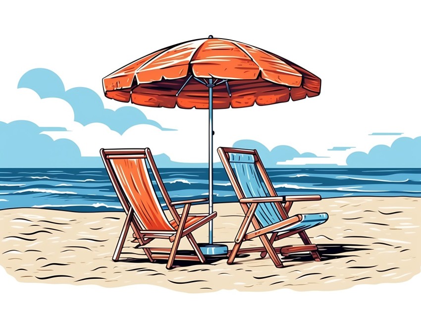 Beach Illustrations Pop Art Sea Vector Summer (993)