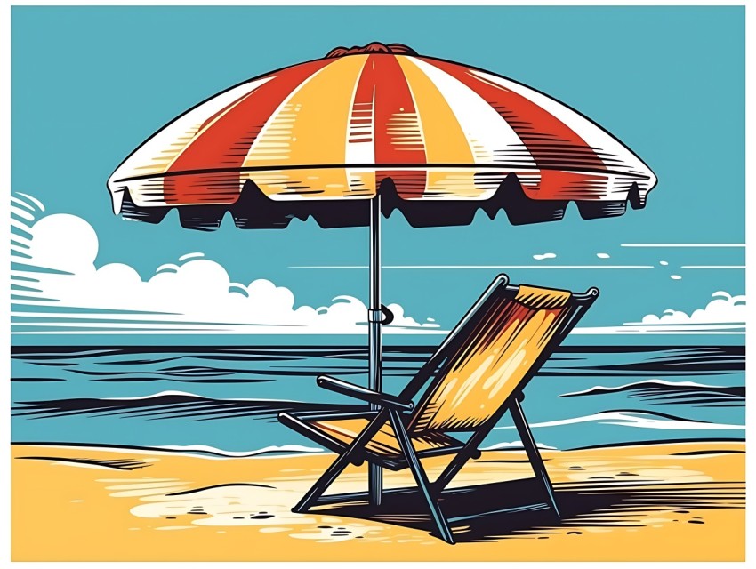 Beach Illustrations Pop Art Sea Vector Summer (958)