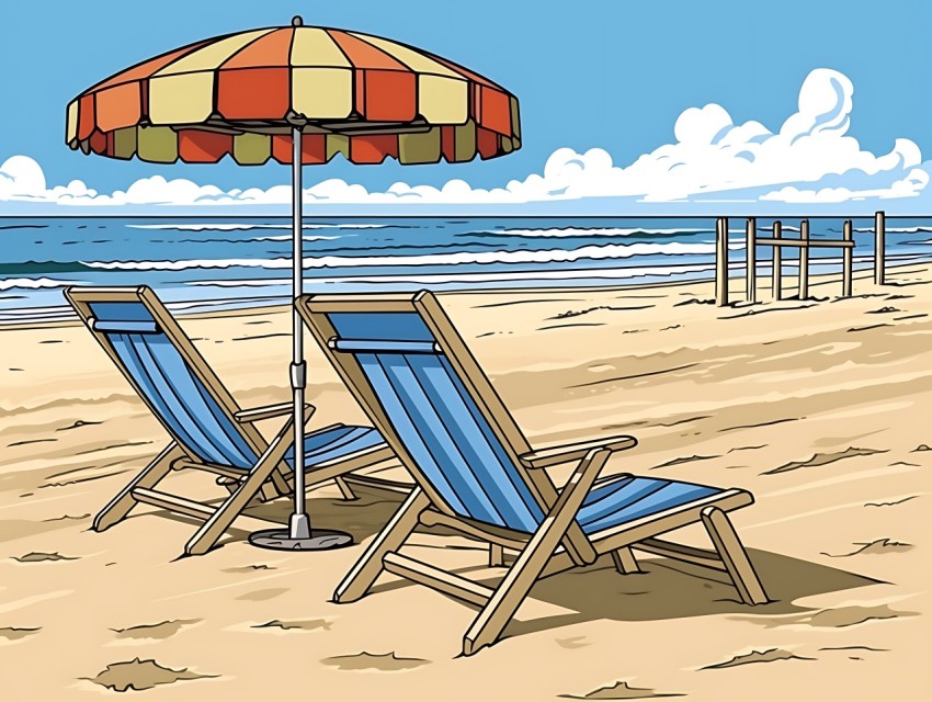 Beach Illustrations Pop Art Sea Vector Summer (980)
