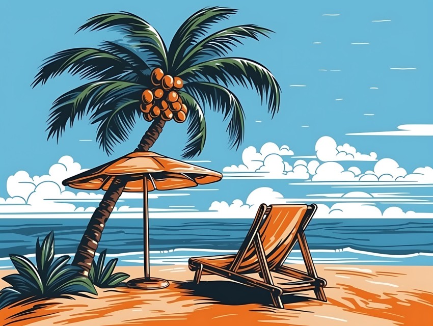 Beach Illustrations Pop Art Sea Vector Summer (992)