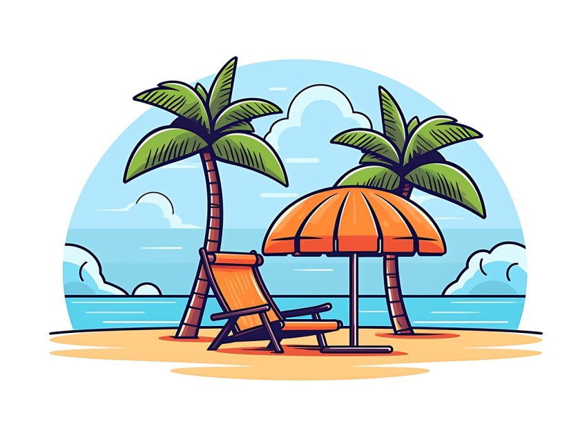 Beach Illustrations Pop Art Sea Vector Summer (1007)