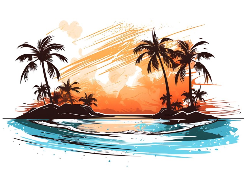 Beach Illustrations Pop Art Sea Vector Summer (1011)