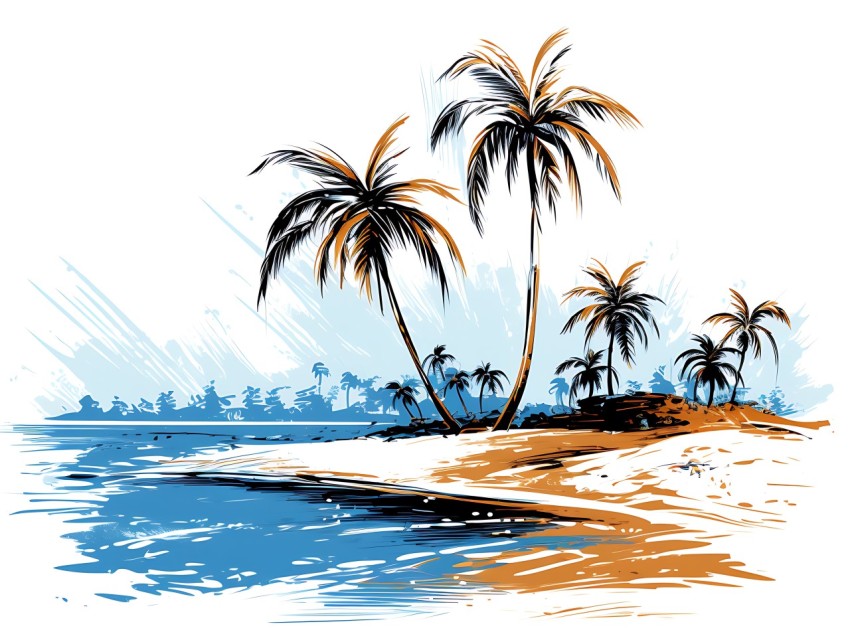 Beach Illustrations Pop Art Sea Vector Summer (1019)