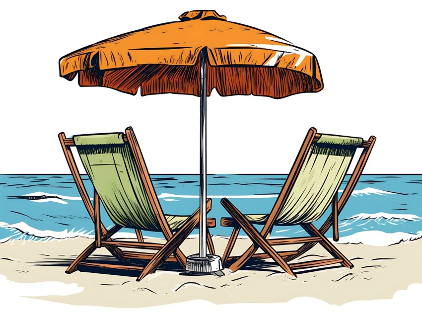 Beach Illustrations Pop Art Sea Vector Summer (1025)