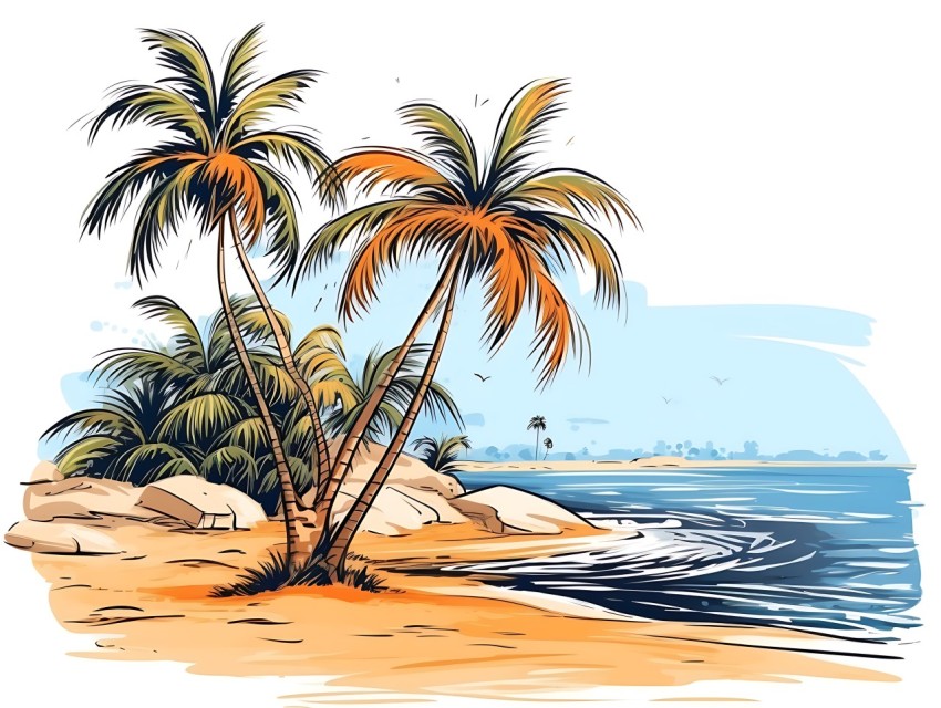 Beach Illustrations Pop Art Sea Vector Summer (1031)