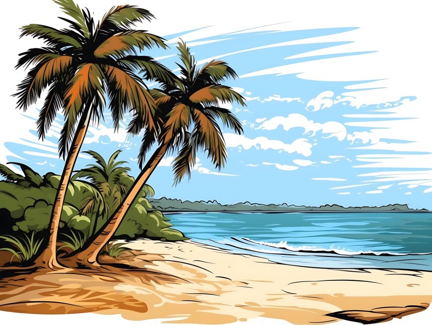 Beach Illustrations Pop Art Sea Vector Summer (1042)