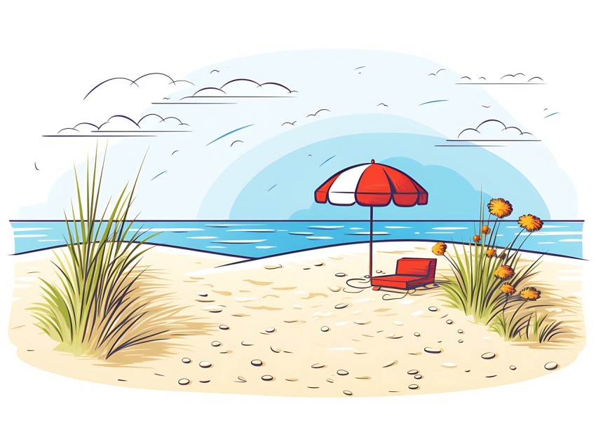 Beach Illustrations Pop Art Sea Vector Summer (1088)