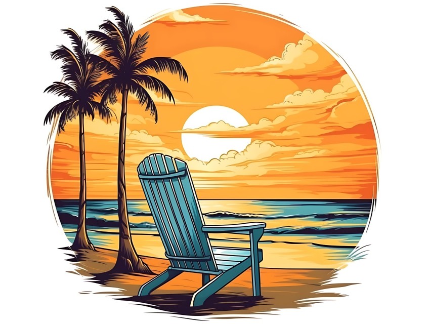 Beach Illustrations Pop Art Sea Vector Summer (1090)