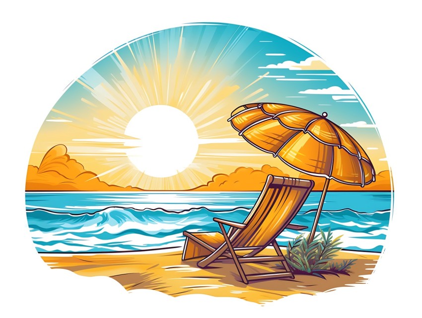 Beach Illustrations Pop Art Sea Vector Summer (1097)