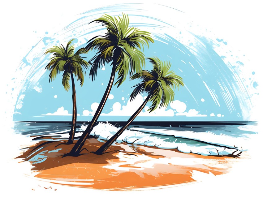 Beach Illustrations Pop Art Sea Vector Summer (1065)