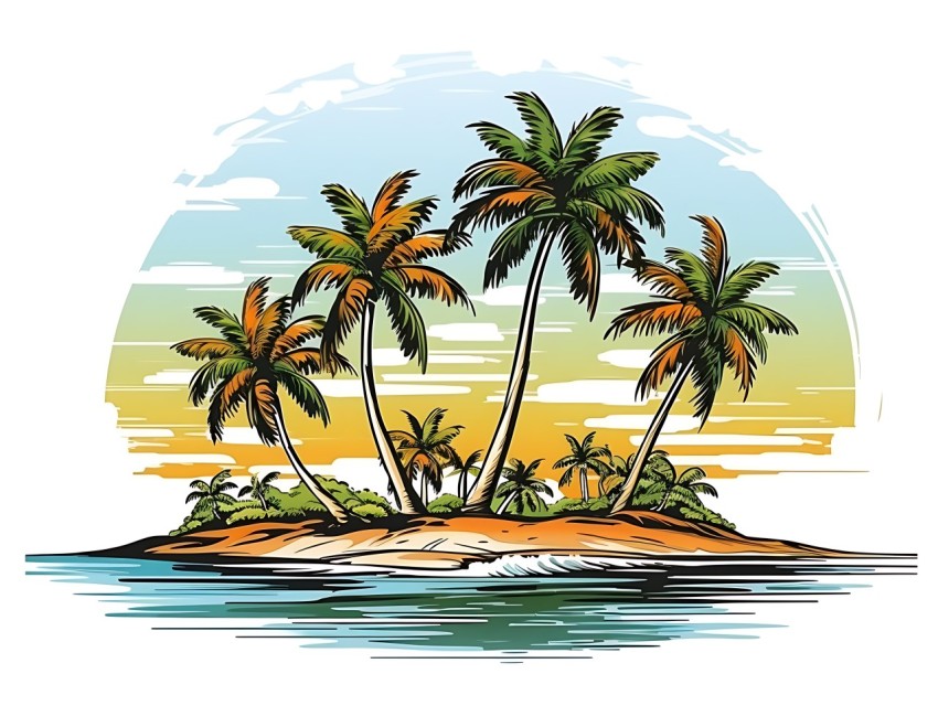 Beach Illustrations Pop Art Sea Vector Summer (1059)