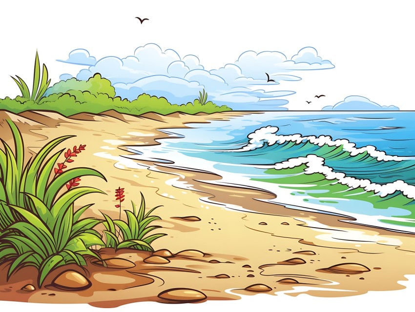 Beach Illustrations Pop Art Sea Vector Summer (1089)