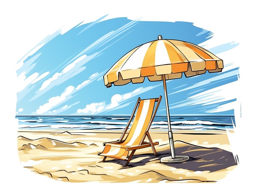 Beach Illustrations Pop Art Sea Vector Summer (1113)