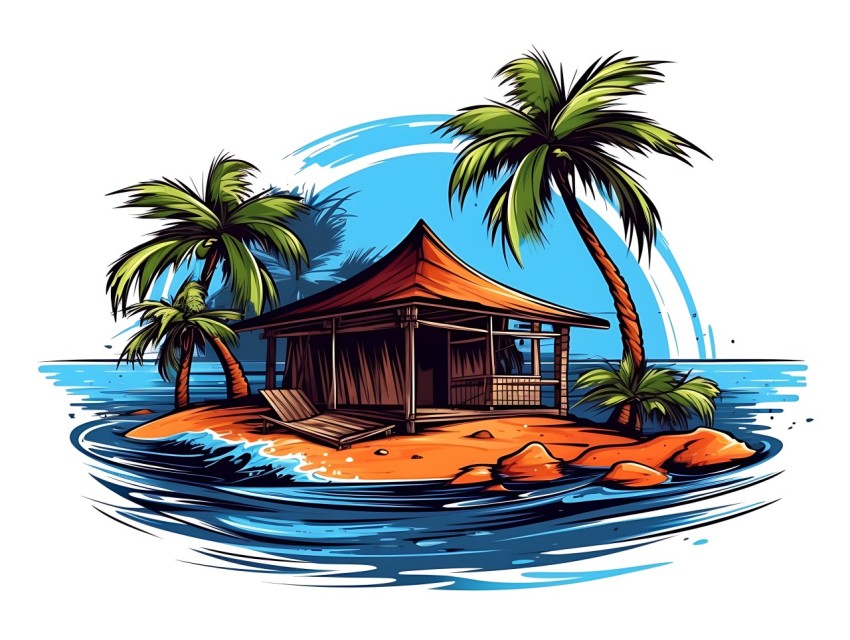 Beach Illustrations Pop Art Sea Vector Summer (1185)