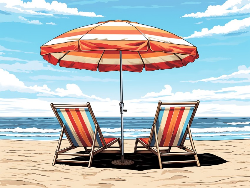 Beach Illustrations Pop Art Sea Vector Summer (1180)