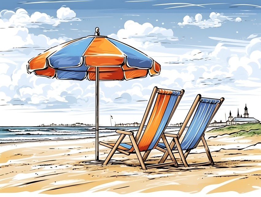 Beach Illustrations Pop Art Sea Vector Summer (1162)