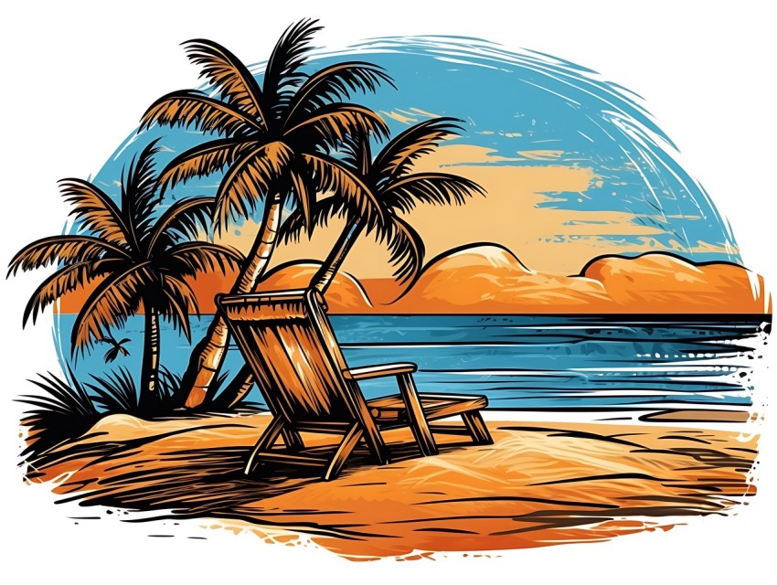 Beach Illustrations Pop Art Sea Vector Summer (1209)