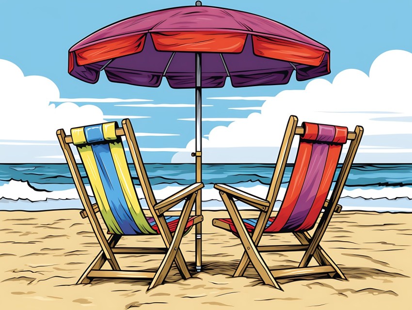 Beach Illustrations Pop Art Sea Vector Summer (1292)