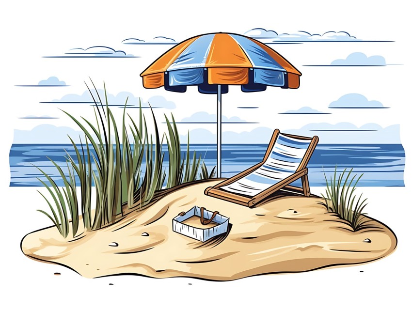 Beach Illustrations Pop Art Sea Vector Summer (1306)