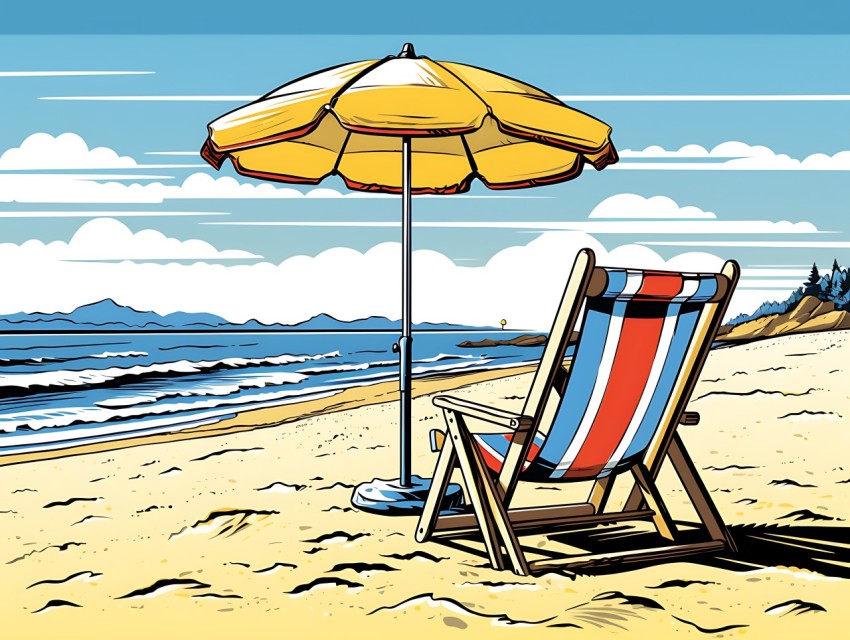 Beach Illustrations Pop Art Sea Vector Summer (1365)