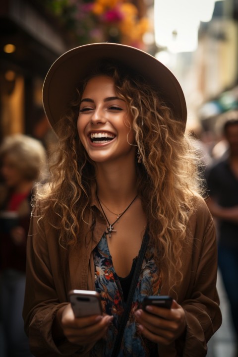 Happy Woman Holding a Mobile Phone (1)