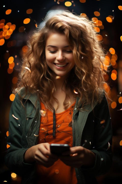 Happy Woman Holding a Mobile Phone (55)