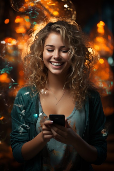 Happy Woman Holding a Mobile Phone (95)
