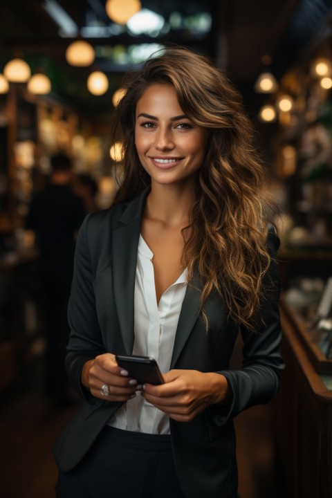 Happy Woman Holding a Mobile Phone (128)