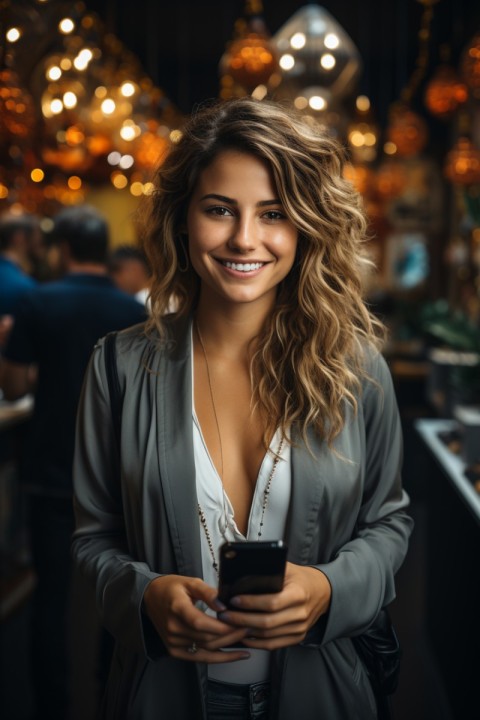 Happy Woman Holding a Mobile Phone (111)