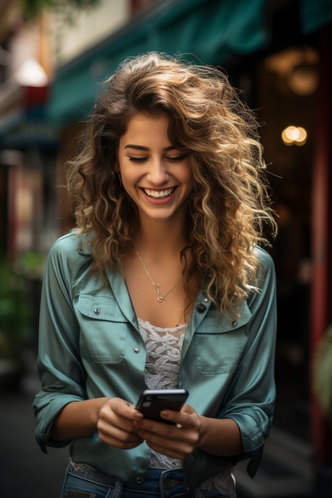 Happy Woman Holding a Mobile Phone (147)