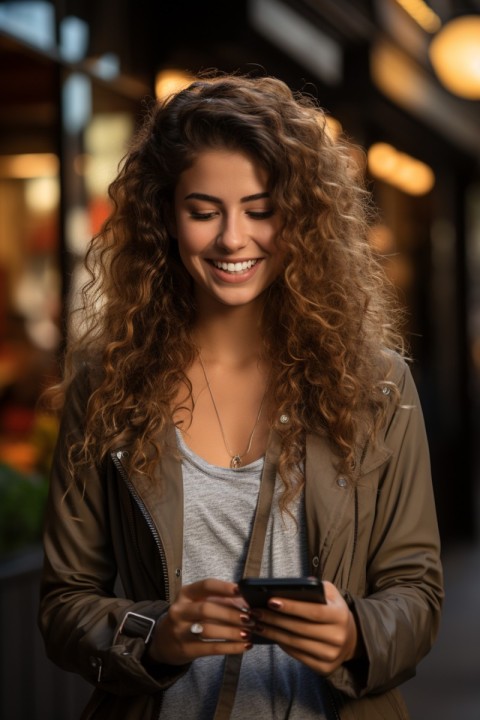Happy Woman Holding a Mobile Phone (150)