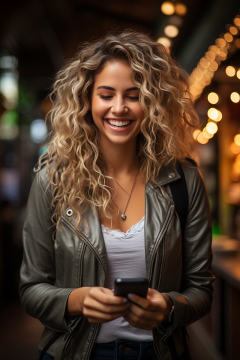 Happy Woman Holding a Mobile Phone (153)